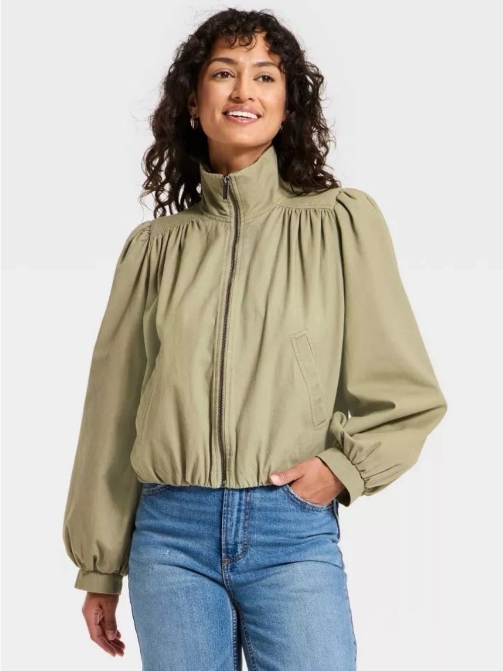 Universal Thread Olive Zip-Up Bomber Jacket